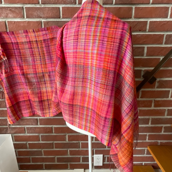 Wool Modal Oversized Multicolor Plaid Shawl70… - Picture 5 of 13